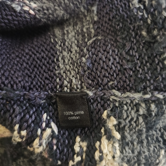 KAFFE FASSETT Peruvian Connection Pima Cotton Blue Multi 2 Button Cardigan~M - Picture 9 of 10